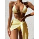 Simple Three Pieces Halterneck Triangle Bikini Set Simple Three Pieces Halterneck Triangle Bikini Set