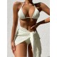 Simple Three Pieces Halterneck Triangle Bikini Set Simple Three Pieces Halterneck Triangle Bikini Set