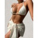 Simple Three Pieces Halterneck Triangle Bikini Set Simple Three Pieces Halterneck Triangle Bikini Set