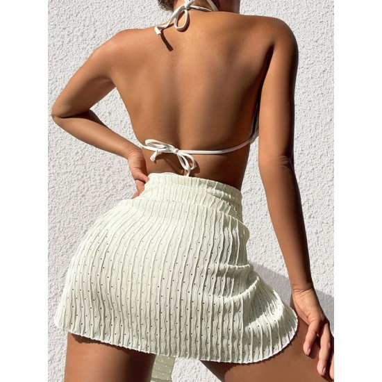 Simple Three Pieces Halterneck Triangle Bikini Set Simple Three Pieces Halterneck Triangle Bikini Set