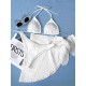 Simple Three Pieces Halterneck Triangle Bikini Set Simple Three Pieces Halterneck Triangle Bikini Set
