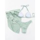 Simple Three Pieces Halterneck Triangle Bikini Set Simple Three Pieces Halterneck Triangle Bikini Set