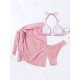 Simple Three Pieces Halterneck Triangle Bikini Set Simple Three Pieces Halterneck Triangle Bikini Set