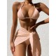 Simple Three Pieces Halterneck Triangle Bikini Set Simple Three Pieces Halterneck Triangle Bikini Set