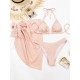 Simple Three Pieces Halterneck Triangle Bikini Set Simple Three Pieces Halterneck Triangle Bikini Set