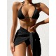Simple Three Pieces Halterneck Triangle Bikini Set Simple Three Pieces Halterneck Triangle Bikini Set