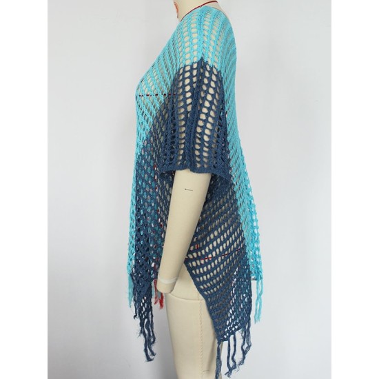 Colorful V-Neck Tassles Mini Cover-Ups Dress Colorful V-Neck Tassles Mini Cover-Ups Dress