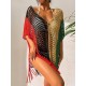 Colorful V-Neck Tassles Mini Cover-Ups Dress Colorful V-Neck Tassles Mini Cover-Ups Dress