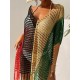 Colorful V-Neck Tassles Mini Cover-Ups Dress Colorful V-Neck Tassles Mini Cover-Ups Dress