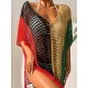 Colorful V-Neck Tassles Mini Cover-Ups Dress Colorful V-Neck Tassles Mini Cover-Ups Dress