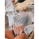 Hollow Tassels Long Sleeves Cover-Ups Swimsuit Hollow Tassels Long Sleeves Cover-Ups Swimsuit