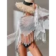 Hollow Tassels Long Sleeves Cover-Ups Swimsuit Hollow Tassels Long Sleeves Cover-Ups Swimsuit