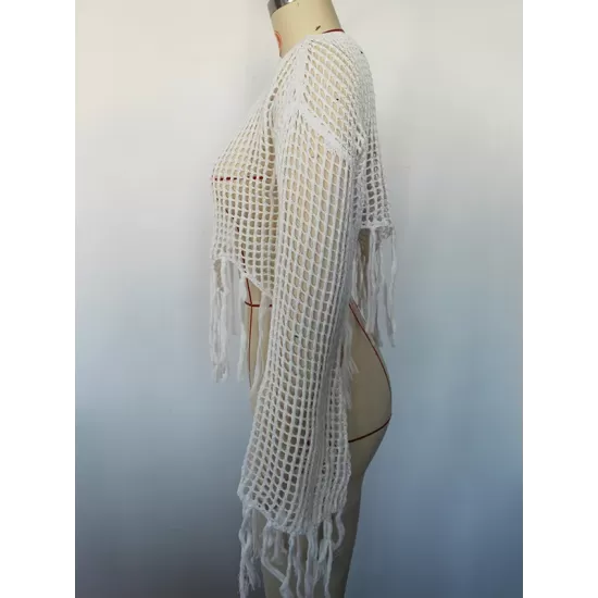 Hollow Tassels Long Sleeves Cover-Ups Swimsuit Hollow Tassels Long Sleeves Cover-Ups Swimsuit