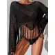 Hollow Tassels Long Sleeves Cover-Ups Swimsuit Hollow Tassels Long Sleeves Cover-Ups Swimsuit