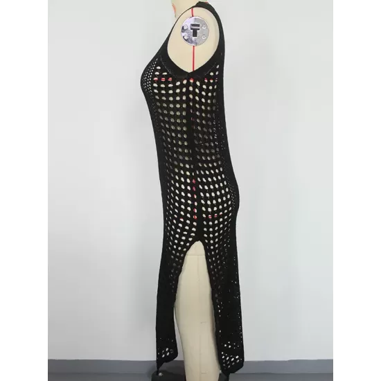High-Neck Split-Side Midi Beach Cover-Ups Swimsuit High-Neck Split-Side Midi Beach Cover-Ups Swimsuit