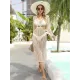 V-Neck Hollow Midi Length Cover-Ups Beach Dress V-Neck Hollow Midi Length Cover-Ups Beach Dress