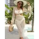 V-Neck Hollow Midi Length Cover-Ups Beach Dress V-Neck Hollow Midi Length Cover-Ups Beach Dress
