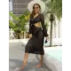 V-Neck Hollow Midi Length Cover-Ups Beach Dress V-Neck Hollow Midi Length Cover-Ups Beach Dress