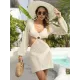 V-Neck Long Sleeves Hollow Mini Cover-Ups Beach Dress V-Neck Long Sleeves Hollow Mini Cover-Ups Beach Dress