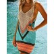 V-Neck Hollow Mini Cover-Ups Swimsuit V-Neck Hollow Mini Cover-Ups Swimsuit