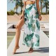 Leopard Split Side Cover-Ups Swimwear Leopard Split Side Cover-Ups Swimwear