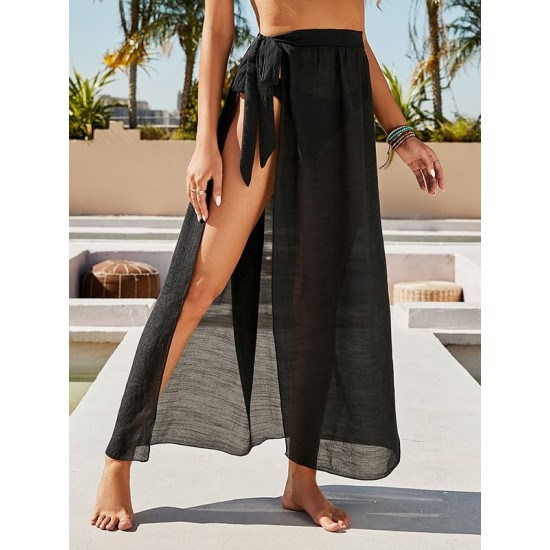 Leopard Split Side Cover-Ups Swimwear Leopard Split Side Cover-Ups Swimwear
