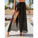 Leopard Split Side Cover-Ups Swimwear Leopard Split Side Cover-Ups Swimwear