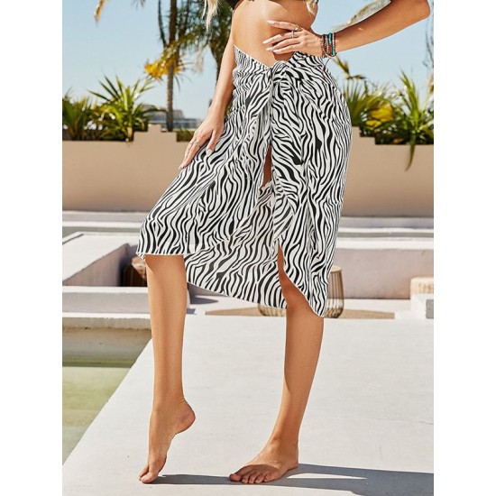 Leopard Split Side Cover-Ups Swimwear Leopard Split Side Cover-Ups Swimwear