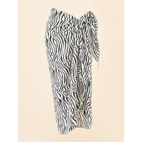 Leopard Split Side Cover-Ups Swimwear Leopard Split Side Cover-Ups Swimwear