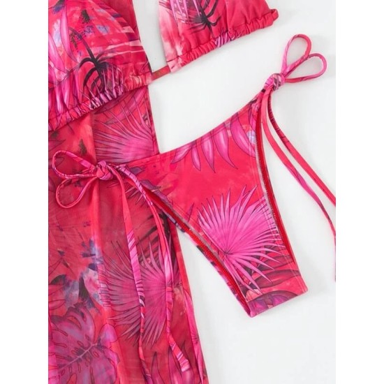 Halterneck Triangle Three Pieces Bikini Set Halterneck Triangle Three Pieces Bikini Set
