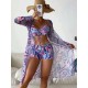 Halterneck Abstract Print Three Pieces Bikini Set Halterneck Abstract Print Three Pieces Bikini Set