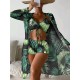 Halterneck Abstract Print Three Pieces Bikini Set Halterneck Abstract Print Three Pieces Bikini Set