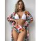 Triangle Halterneck Floral Three Pieces Bikini Set