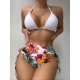 Triangle Halterneck Floral Three Pieces Bikini Set Triangle Halterneck Floral Three Pieces Bikini Set