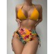 Triangle Halterneck Floral Three Pieces Bikini Set Triangle Halterneck Floral Three Pieces Bikini Set
