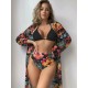 Triangle Halterneck Floral Three Pieces Bikini Set Triangle Halterneck Floral Three Pieces Bikini Set
