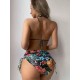 Triangle Halterneck Floral Three Pieces Bikini Set Triangle Halterneck Floral Three Pieces Bikini Set