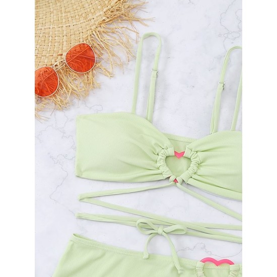 Spaghetti Neck Three Pieces Bikini Set Spaghetti Neck Three Pieces Bikini Set