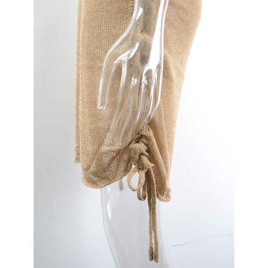 Loose Backless Bandage Elasticity Ruffled Solid Color Halter-Neck Cover-Ups Swimwear Loose Backless Bandage Elasticity Ruffled Solid Color Halter-Neck Cover-Ups Swimwear