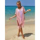 Color-Block Hollow Tasseled Batwing Sleeves Loose Deep V-Neck Cover-Ups Swimwear Color-Block Hollow Tasseled Batwing Sleeves Loose Deep V-Neck Cover-Ups Swimwear
