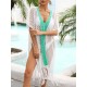 Color-Block Hollow Tasseled Batwing Sleeves Loose Deep V-Neck Cover-Ups Swimwear Color-Block Hollow Tasseled Batwing Sleeves Loose Deep V-Neck Cover-Ups Swimwear
