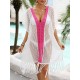 Color-Block Hollow Tasseled Batwing Sleeves Loose Deep V-Neck Cover-Ups Swimwear Color-Block Hollow Tasseled Batwing Sleeves Loose Deep V-Neck Cover-Ups Swimwear