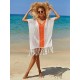 Color-Block Hollow Tasseled Batwing Sleeves Loose Deep V-Neck Cover-Ups Swimwear Color-Block Hollow Tasseled Batwing Sleeves Loose Deep V-Neck Cover-Ups Swimwear
