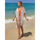 Color-Block Hollow Tasseled Batwing Sleeves Loose Deep V-Neck Cover-Ups Swimwear Color-Block Hollow Tasseled Batwing Sleeves Loose Deep V-Neck Cover-Ups Swimwear