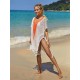 Color-Block Hollow Tasseled Batwing Sleeves Loose Deep V-Neck Cover-Ups Swimwear Color-Block Hollow Tasseled Batwing Sleeves Loose Deep V-Neck Cover-Ups Swimwear