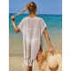 Color-Block Hollow Tasseled Batwing Sleeves Loose Deep V-Neck Cover-Ups Swimwear Color-Block Hollow Tasseled Batwing Sleeves Loose Deep V-Neck Cover-Ups Swimwear