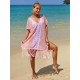 Color-Block Hollow Tasseled Batwing Sleeves Loose Deep V-Neck Cover-Ups Swimwear Color-Block Hollow Tasseled Batwing Sleeves Loose Deep V-Neck Cover-Ups Swimwear