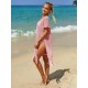 Color-Block Hollow Tasseled Batwing Sleeves Loose Deep V-Neck Cover-Ups Swimwear Color-Block Hollow Tasseled Batwing Sleeves Loose Deep V-Neck Cover-Ups Swimwear