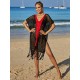 Color-Block Hollow Tasseled Batwing Sleeves Loose Deep V-Neck Cover-Ups Swimwear Color-Block Hollow Tasseled Batwing Sleeves Loose Deep V-Neck Cover-Ups Swimwear