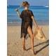 Color-Block Hollow Tasseled Batwing Sleeves Loose Deep V-Neck Cover-Ups Swimwear Color-Block Hollow Tasseled Batwing Sleeves Loose Deep V-Neck Cover-Ups Swimwear